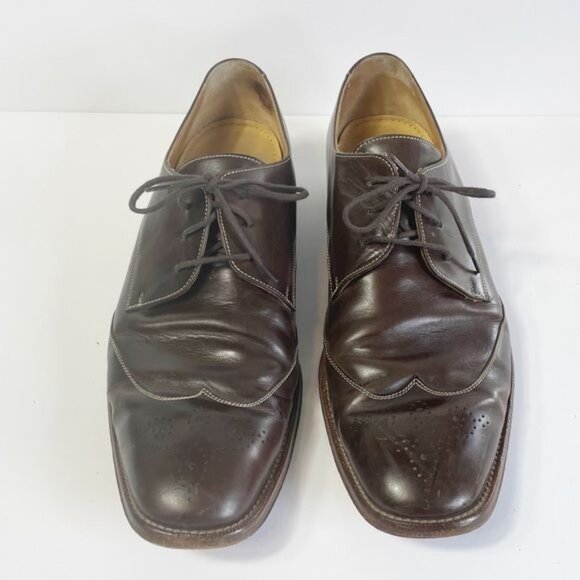 Cole Haan Mens Brown Leather Wingtip Oxford Brogue Lace-Up Shoes Size 11.5 - Picture 1 of 10